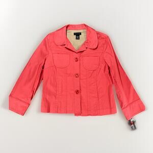 Rafaella Blazer Jacket Womens Large Pink Stretch Pockets Twill Crabapple Vintage